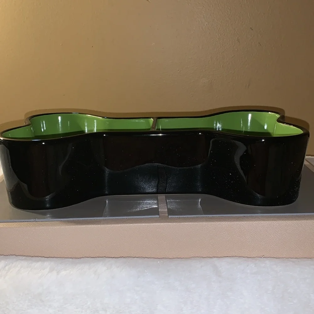 🎃👻 RAE DUNN Black / Green Brew and Gruel Pet Bowl NIB